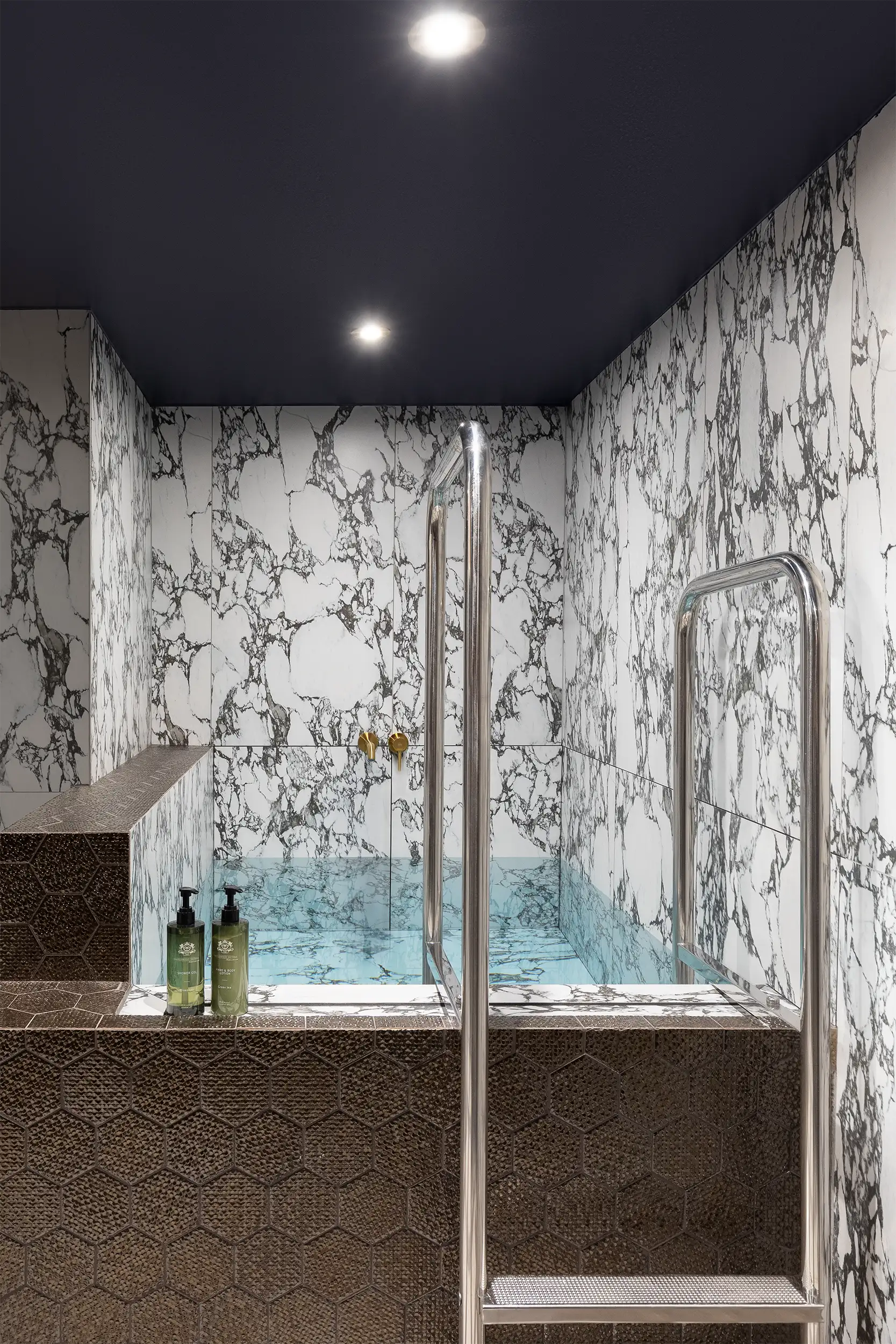 Althörnitz Castle Hotel's spa lined with luxurious marble.